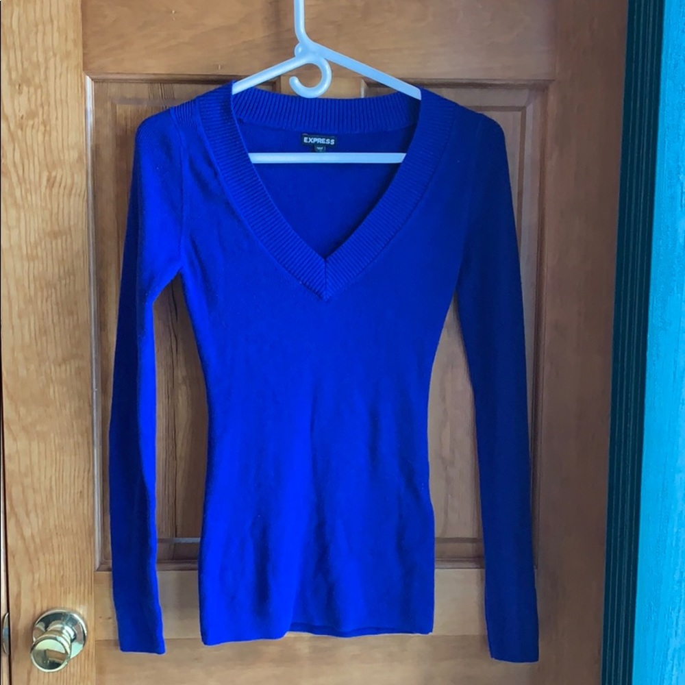 Royal blue V-neck sweater made by Express. Size S.